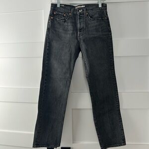 Levi’s washed black straight wedgie jeans
